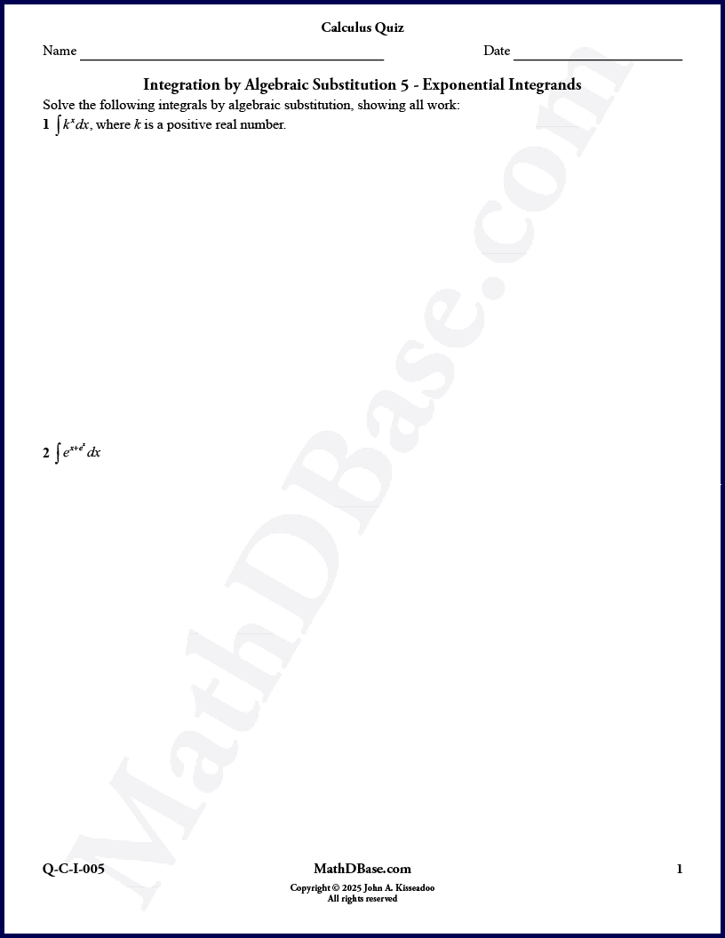 Integration by Algebraic Substitution 5 thumbnail